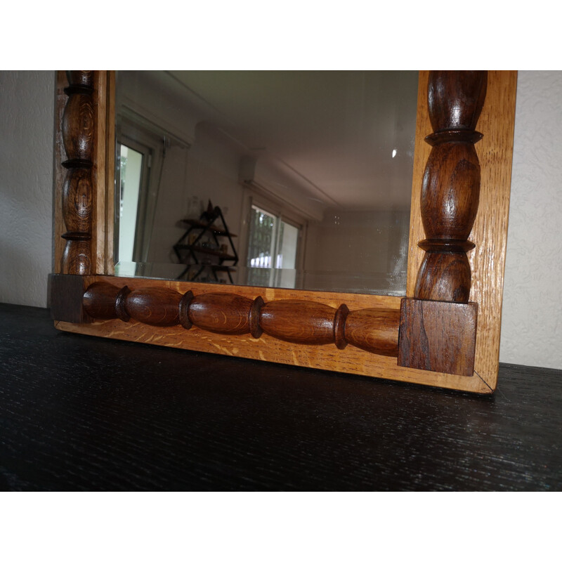 Vintage mirror in solid oakwood Charles Dubouyt