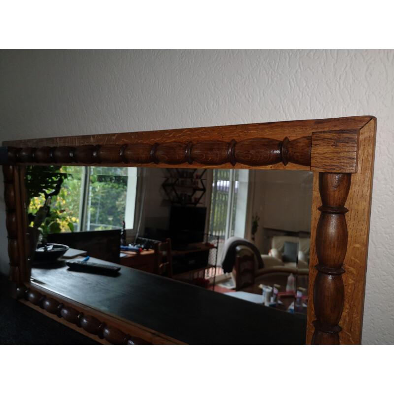 Vintage mirror in solid oakwood Charles Dubouyt