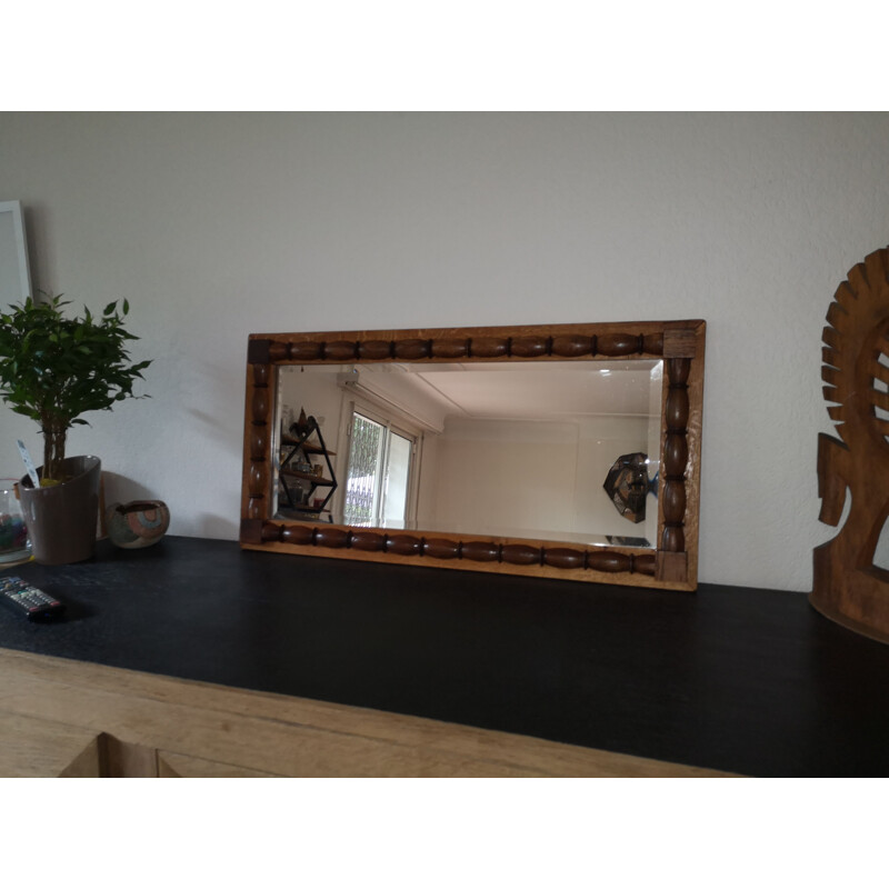 Vintage mirror in solid oakwood Charles Dubouyt