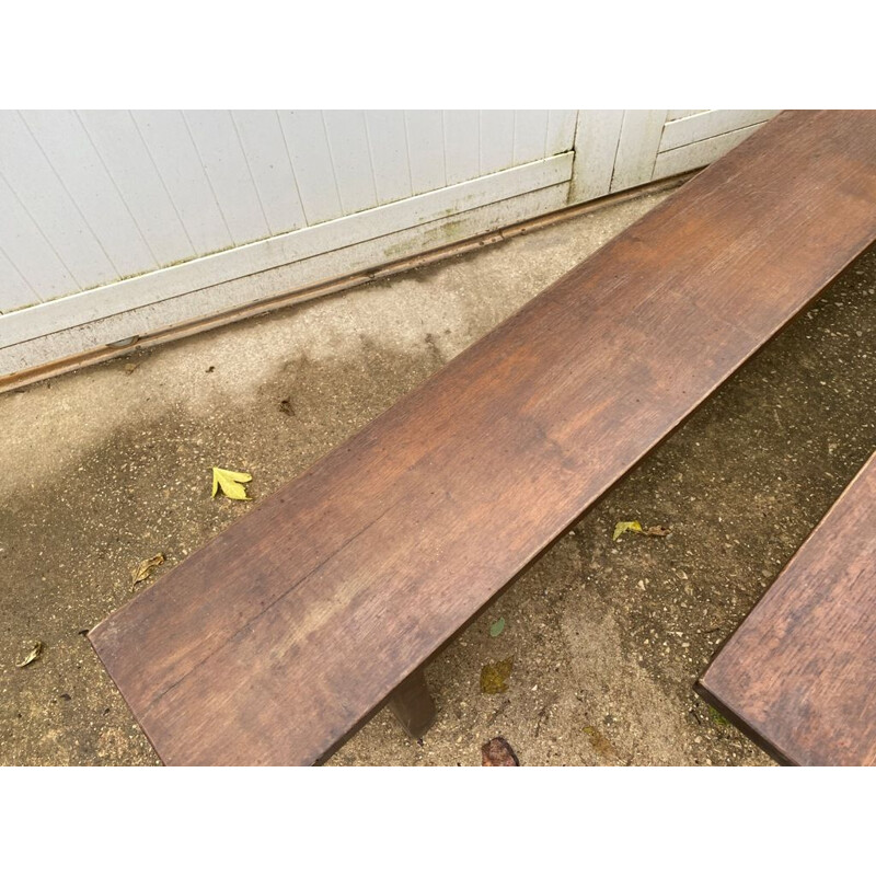 Pair of vintage benches for farm table, 1950