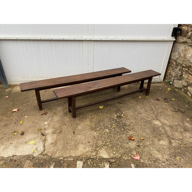 Pair of vintage benches for farm table, 1950