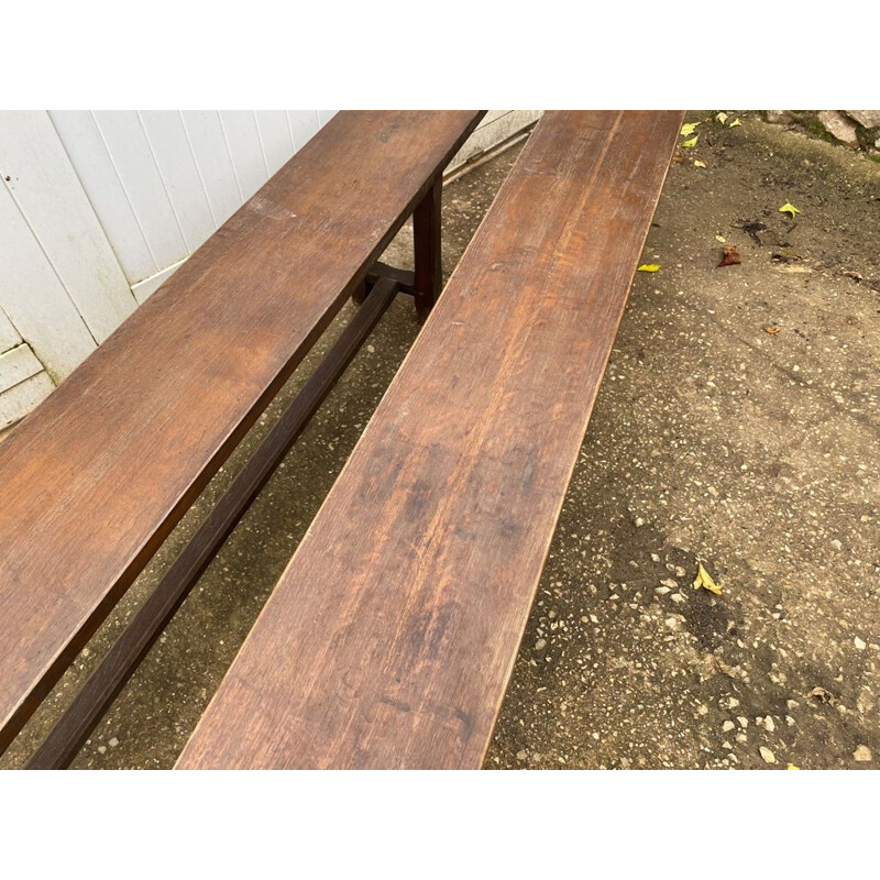 Pair of vintage benches for farm table, 1950