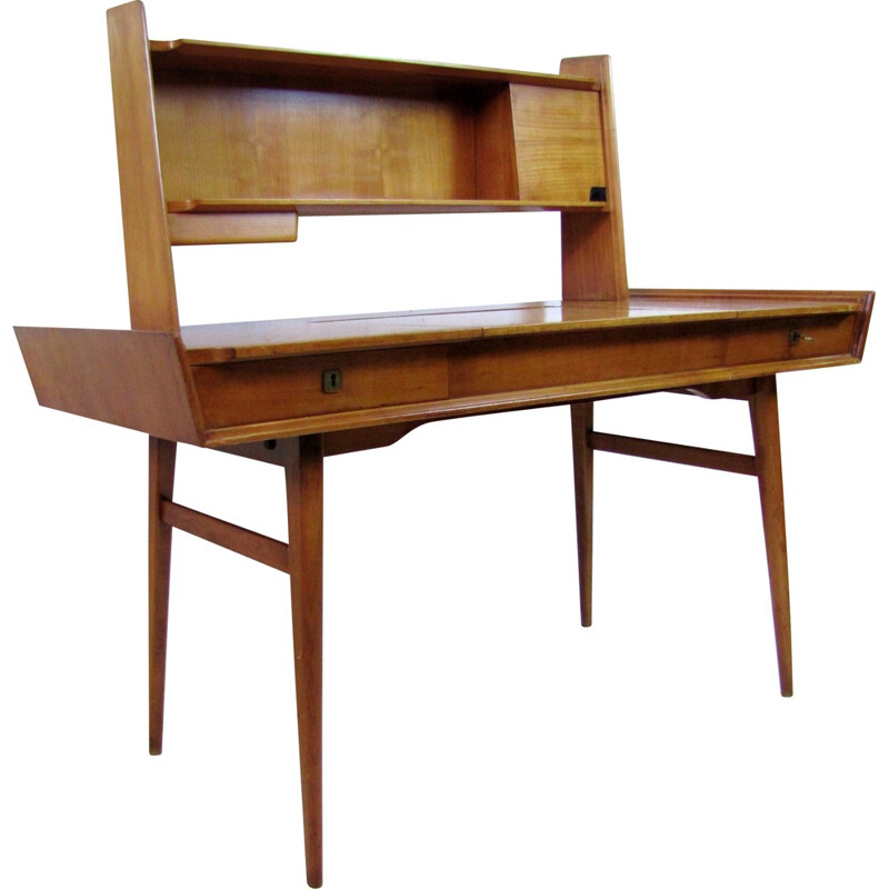 Italian desk in cherry wood with mirror - 1950s 