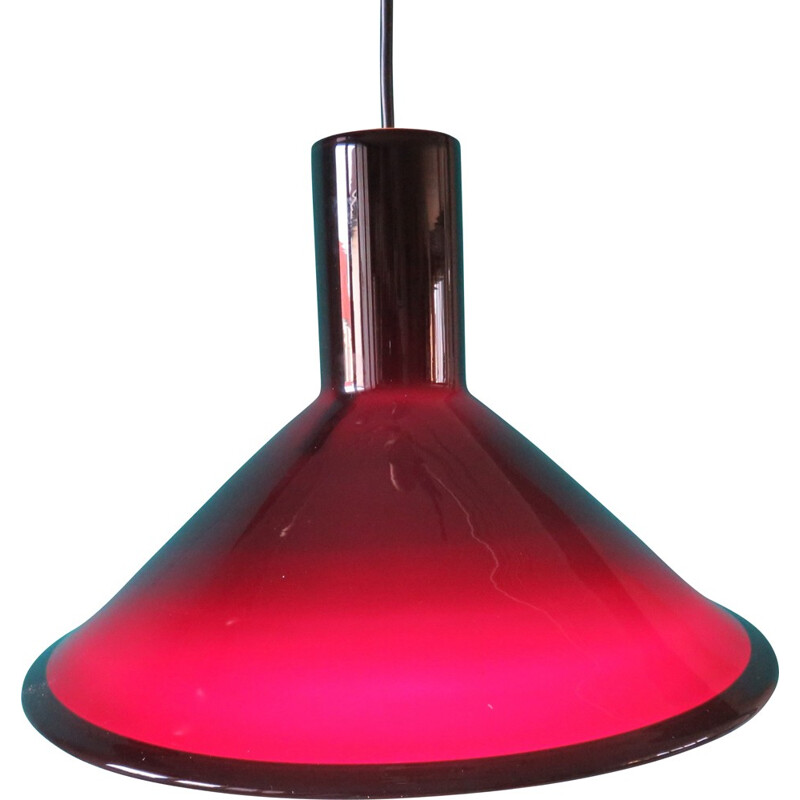 Mid century Danish hanging lamp in dark red glass - 1960s