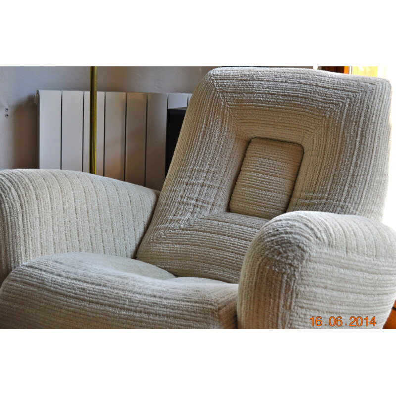 Vintage armchair and ottoman, Jean PREVOST - 1970s