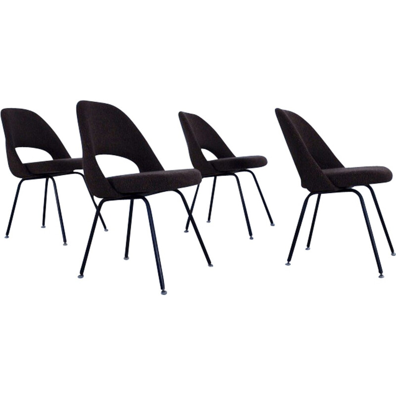 Ensemble de 4 chaises "Conférence" Knoll noires, Eero SAARINEN - 1960 