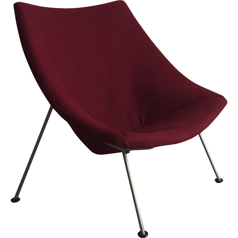Artifort "Oyster" easy chair in dark purple fabric and steel, Pierre PAULIN - 1960s