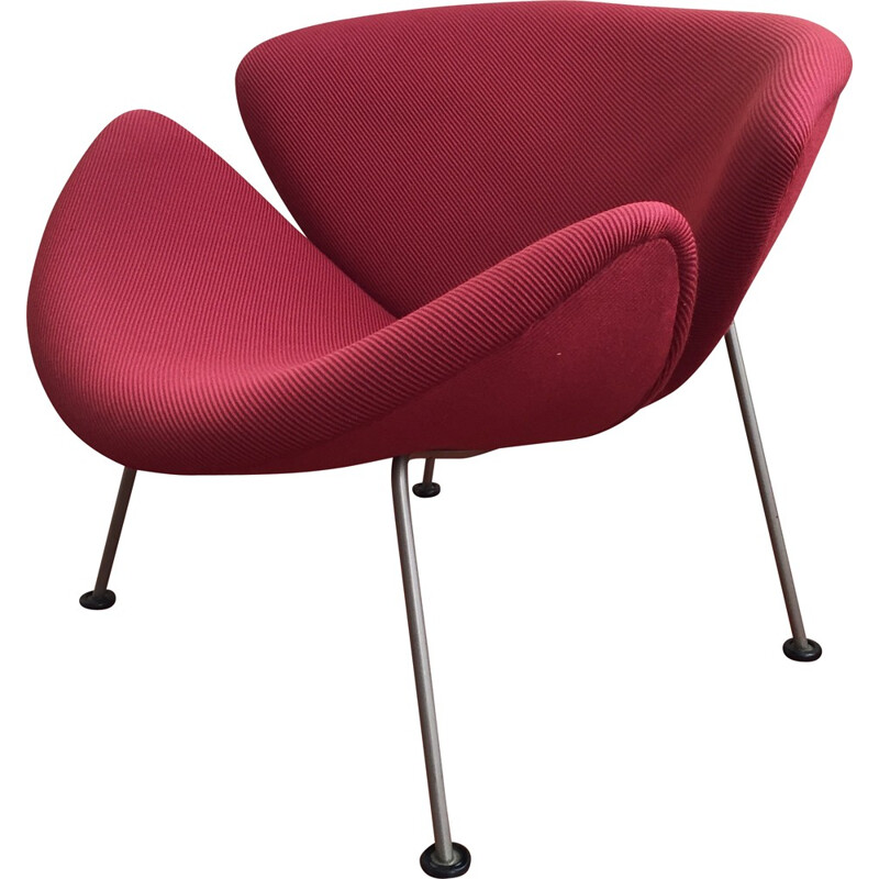 Artifort "Slice Chair" easy chair in cherry red fabric and steel, Pierre PAULIN - 1960s