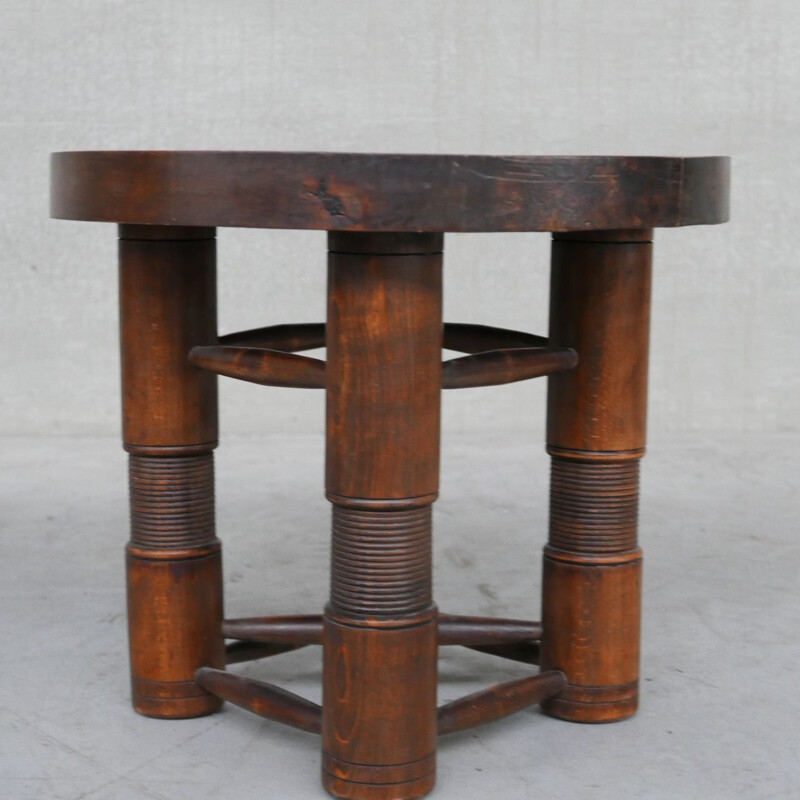 Oakwood French Art Deco vintage side table by Charles Dudouyt, 1940s