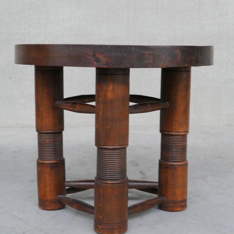 Table d'appoint Art déco français vintage en chêne par Charles Dudouyt, 1940