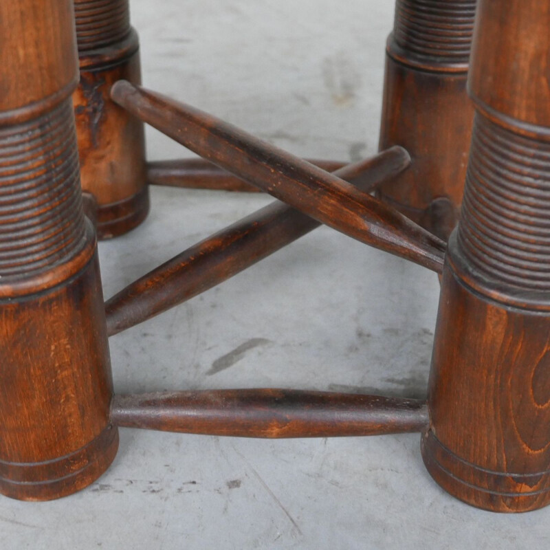 Oakwood French Art Deco vintage side table by Charles Dudouyt, 1940s