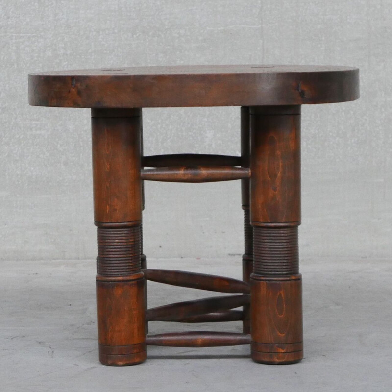 Oakwood French Art Deco vintage side table by Charles Dudouyt, 1940s