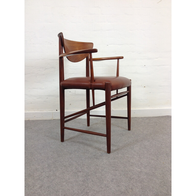 Soborg armchair in teak and brown leather, Peter HVIDT & Orla MOLGAARD-NIELSEN - 1960s