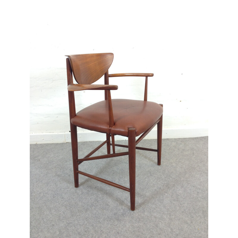 Soborg armchair in teak and brown leather, Peter HVIDT & Orla MOLGAARD-NIELSEN - 1960s