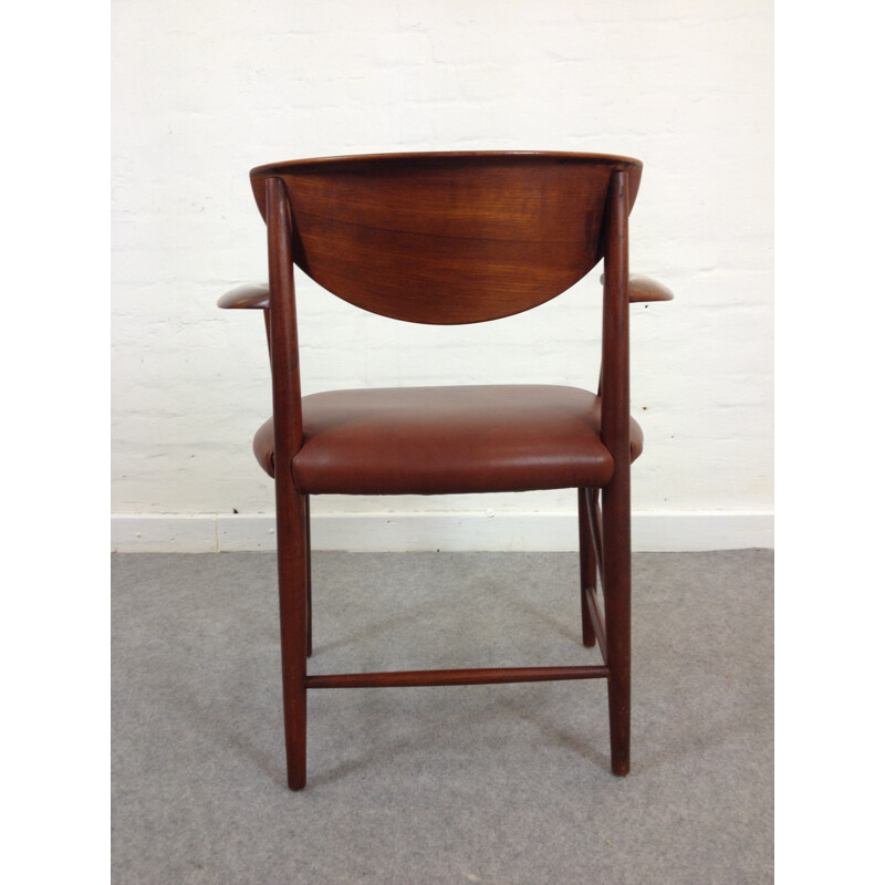 Soborg armchair in teak and brown leather, Peter HVIDT & Orla MOLGAARD-NIELSEN - 1960s