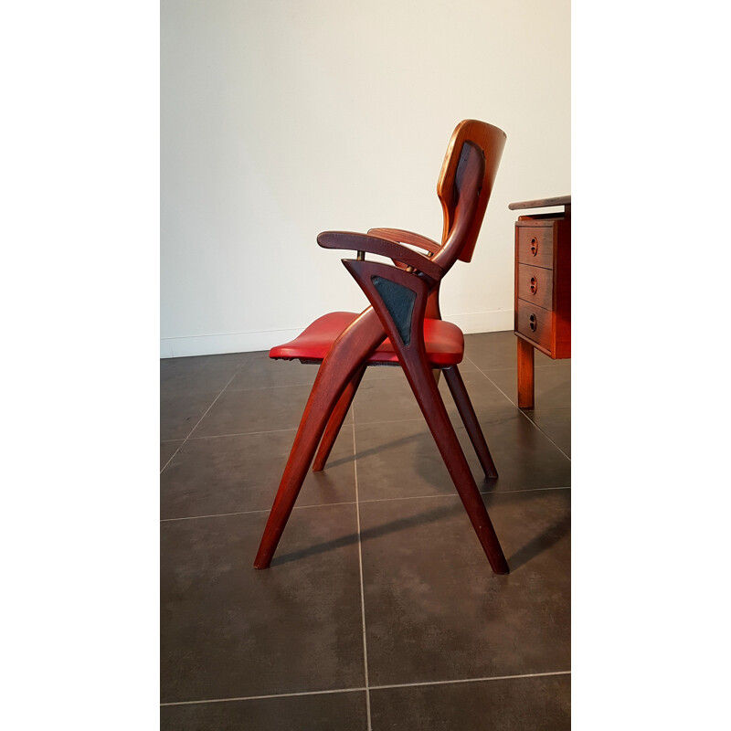 Chaise à ciseaux vintage de design danois par Arne Hovmand Olsen