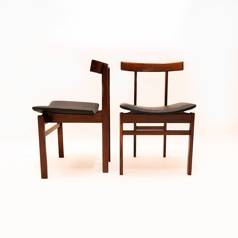 Set of 6 vintage model 193 teak and leather dining chairs by Inger Klingenberg for France & Søn
