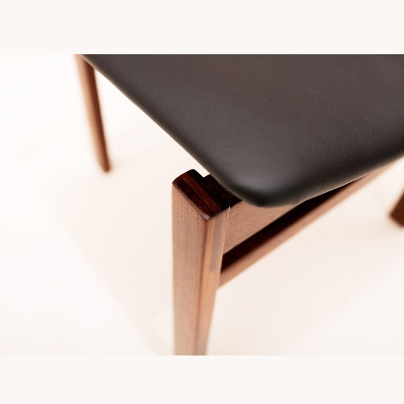 Set of 6 vintage model 193 teak and leather dining chairs by Inger Klingenberg for France & Søn