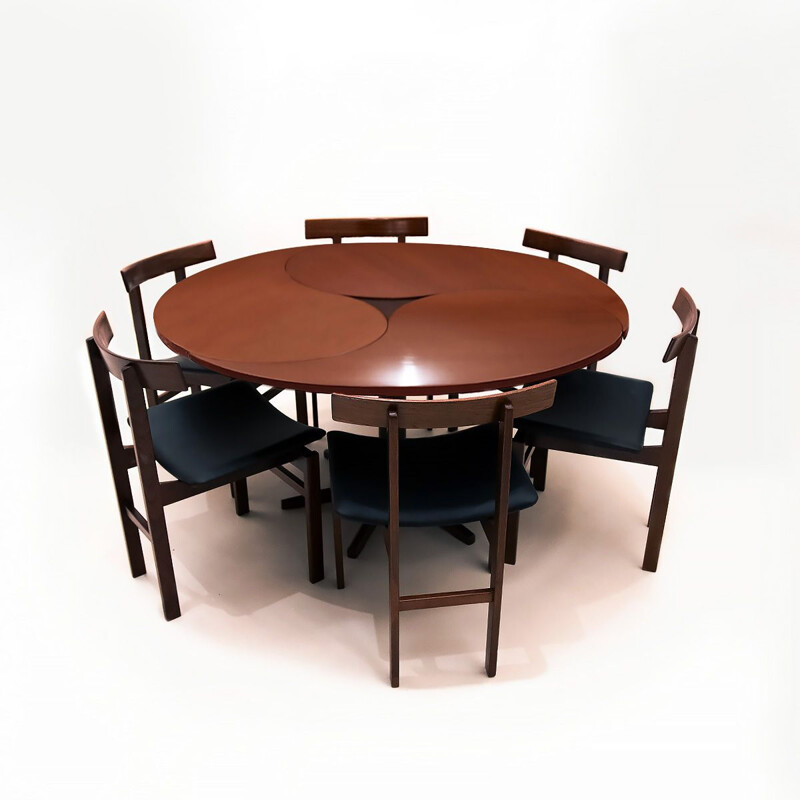 Set of 6 vintage model 193 teak and leather dining chairs by Inger Klingenberg for France & Søn