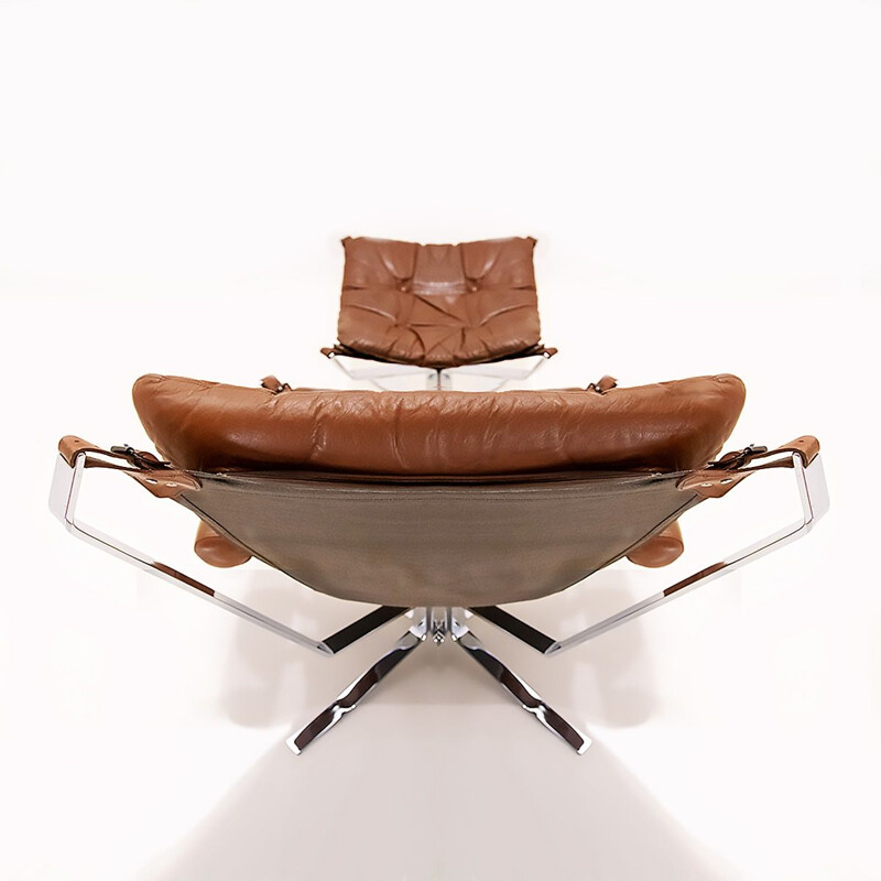 "Superstar" vintage Danish living room set in chrome and leather