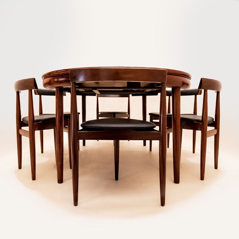 Danish mid century Roundette dining set by Hans Olsen for Frem Røjle