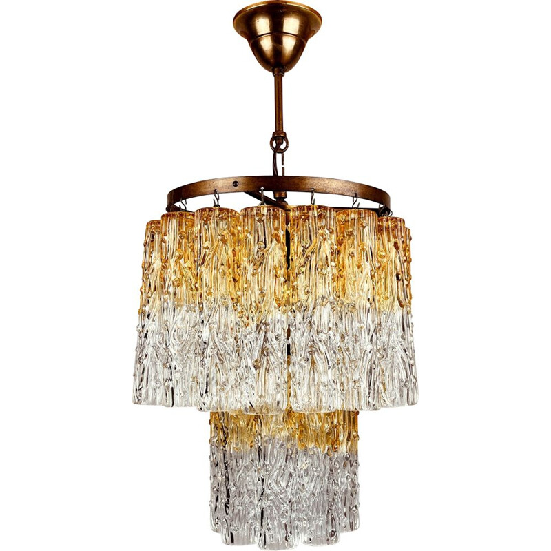 Vintage Murano glass chandelier Tronchi by Venini, Italy 1960s