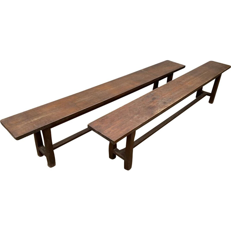 Paire de bancs vintage pour table de ferme, 1950