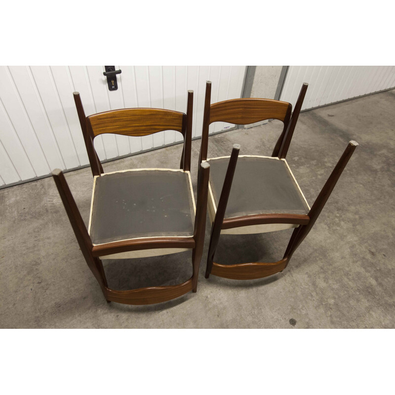 Lot de 4 chaises scandinave vintage en teck et skaï, 1960