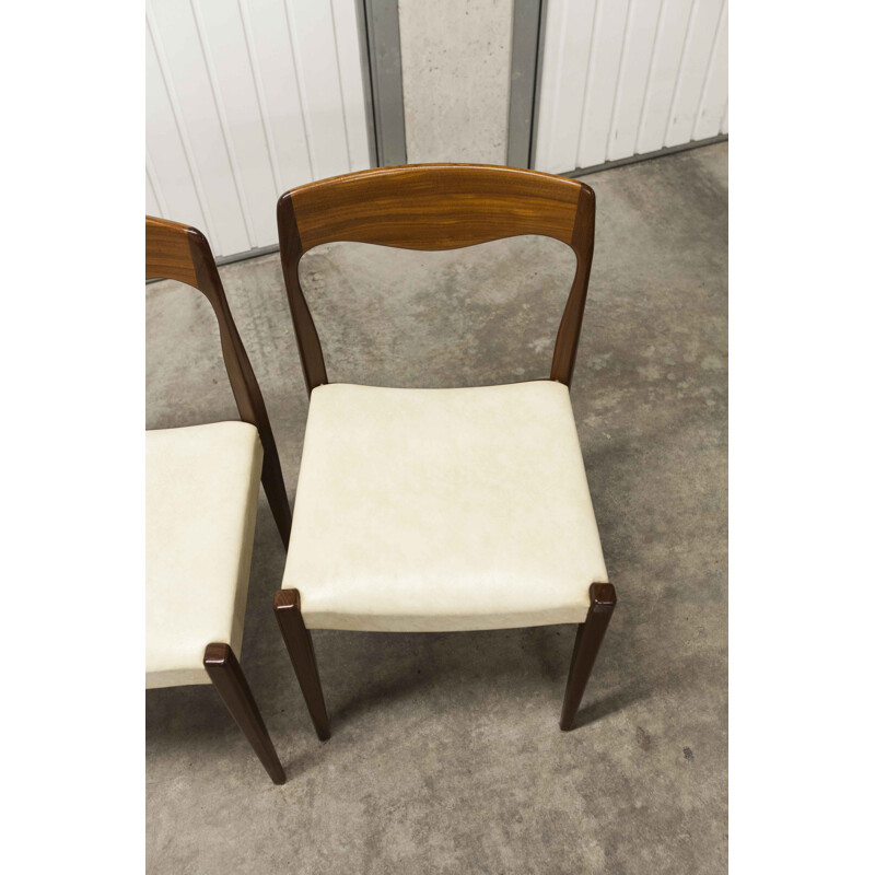 Lot de 4 chaises scandinave vintage en teck et skaï, 1960