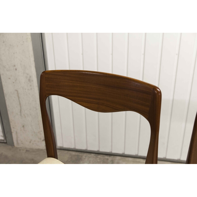 Lot de 4 chaises scandinave vintage en teck et skaï, 1960