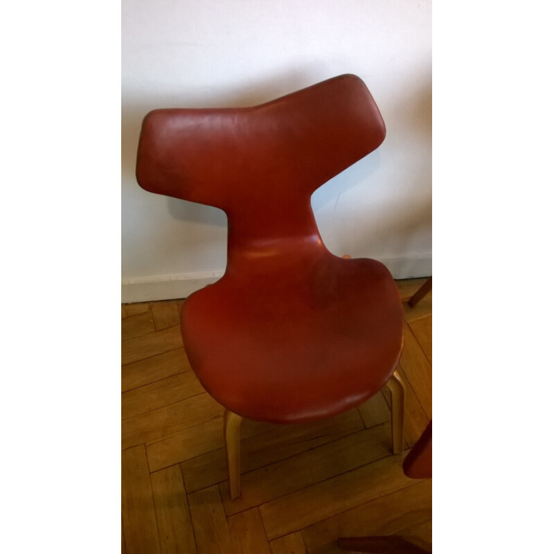 Set of 6 Fritz Hansen "Grand Prix" chairs in leather, Arne JACOBSEN - 1950s