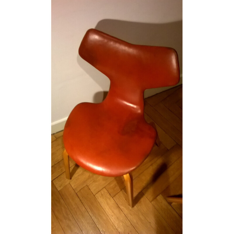 Set of 6 Fritz Hansen "Grand Prix" chairs in leather, Arne JACOBSEN - 1950s