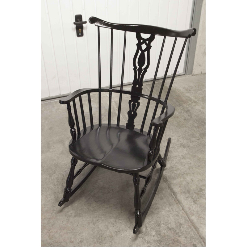 Chaise à bascule vintage Windsor en hêtre