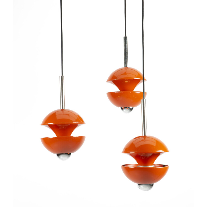 Vintage orange Cascade pendant lamp by Klaus Hempel for Kaiser Idell  Kaiser Leuchten, 1970s