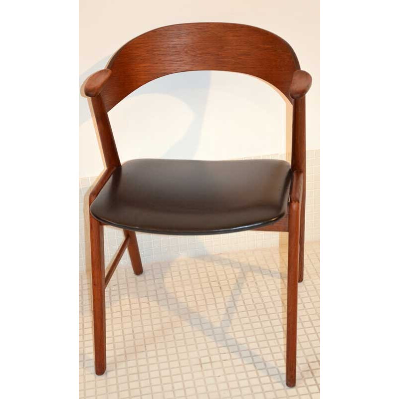 Set of 4 teak and leatherette chairs - 1960s