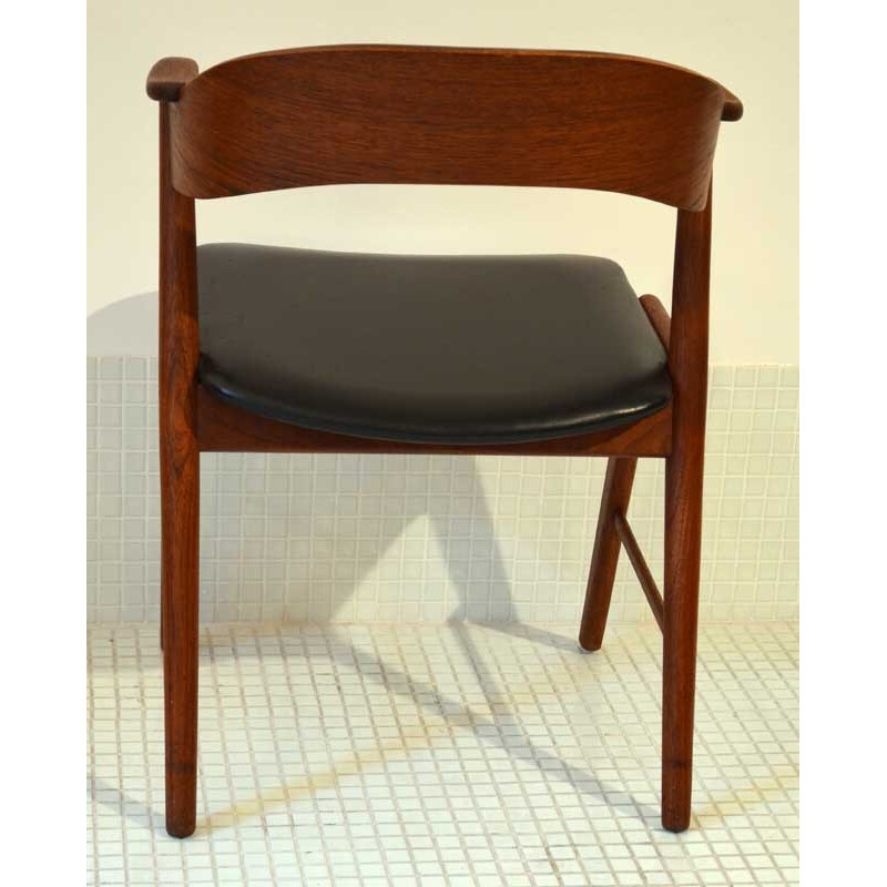 Set of 4 teak and leatherette chairs - 1960s