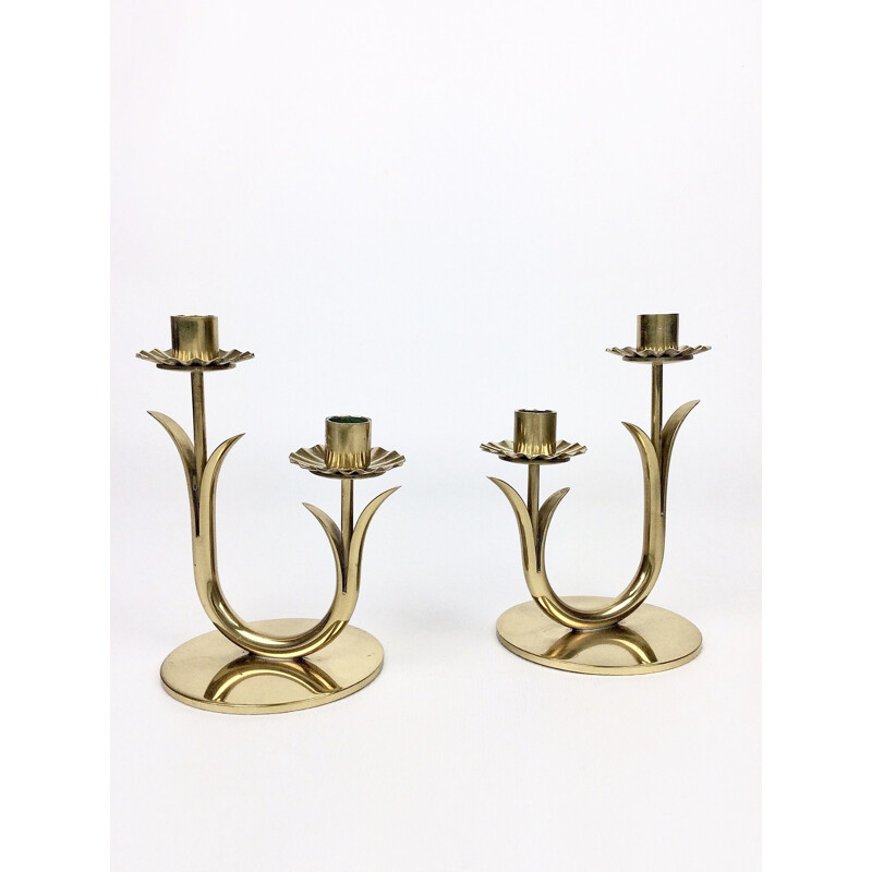 Pair of vintage candle holders by Gunnar Ander for Ystad-Metall, Sweden