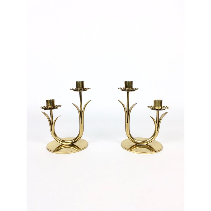 Pair of vintage candle holders by Gunnar Ander for Ystad-Metall, Sweden