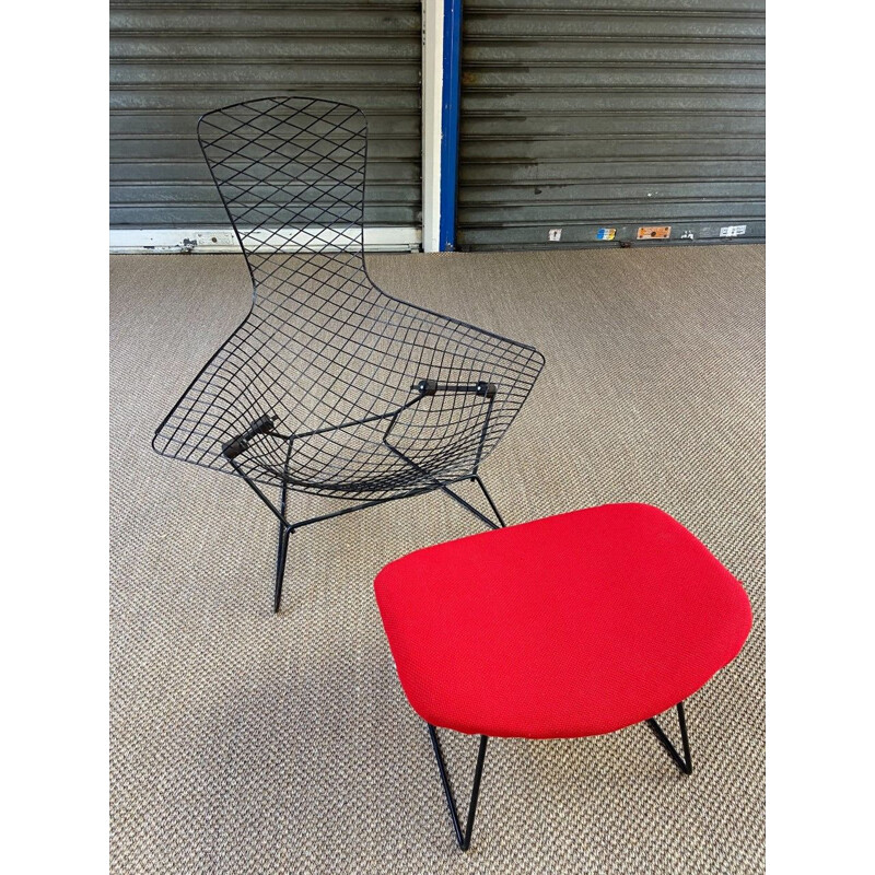 Fauteuil Bird et ottoman vintage par Harry Bertoia, 1950