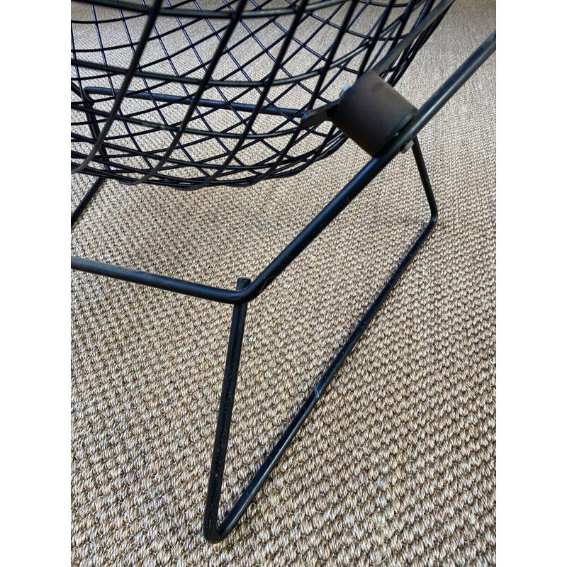 Vogel fauteuil en vintage voetenbank van Harry Bertoia, 1950