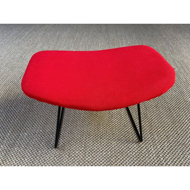 Vogel fauteuil en vintage voetenbank van Harry Bertoia, 1950