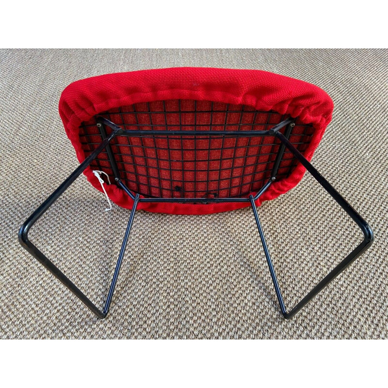 Vogel fauteuil en vintage voetenbank van Harry Bertoia, 1950