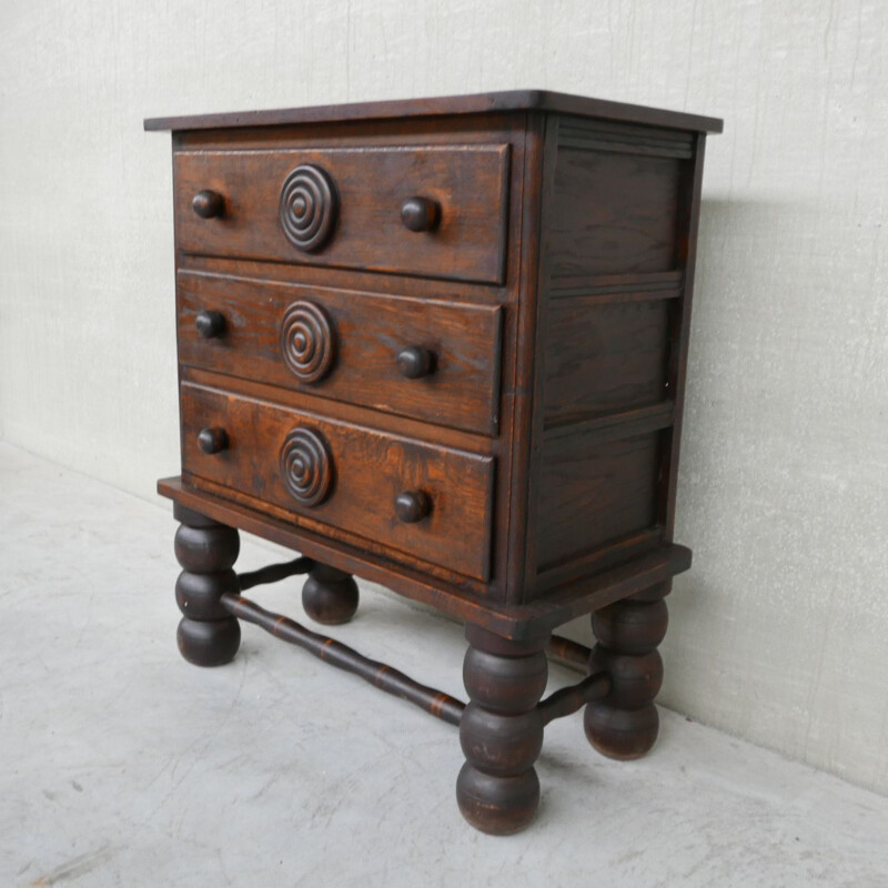 Commode Art déco français vintage en chêne par Charles Dudouyt, 1940