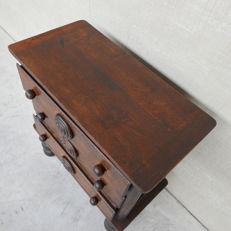 French oakwood Art Deco chest of drawers by Charles Dudouyt, 1940s