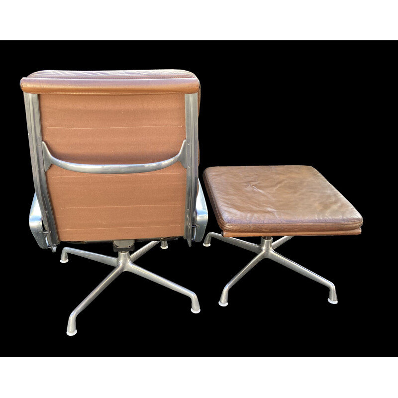 Cadeira de couro Vintage lounge e ottoman Softpad da Eames
