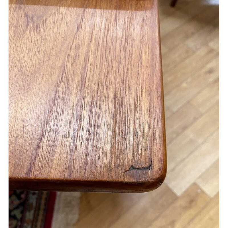 Vintage teak table with retractable tops