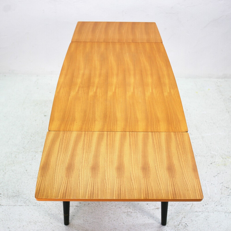Scandinavian extendible dining table in ashwood - 1960s