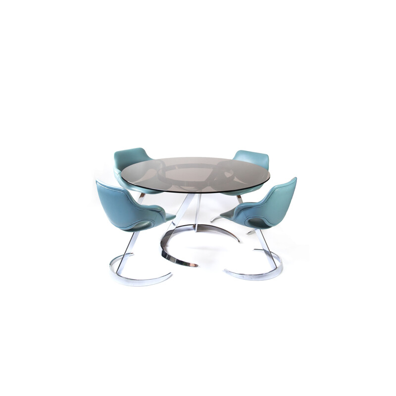 Vintage space-age dining set "Scimitar" by Boris Tabacoff for Mobilier Modulaire Moderne, 1970