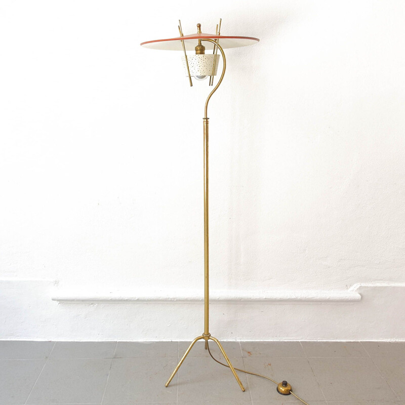 Brass vintage floor lamp by Ernest Igl for Hillebrand, Germany 1950s