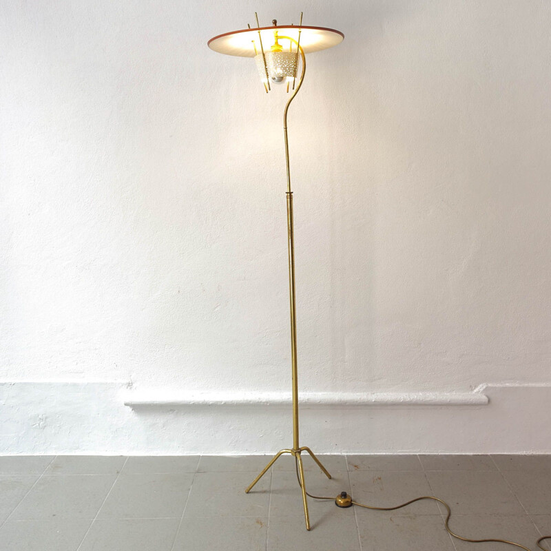 Brass vintage floor lamp by Ernest Igl for Hillebrand, Germany 1950s